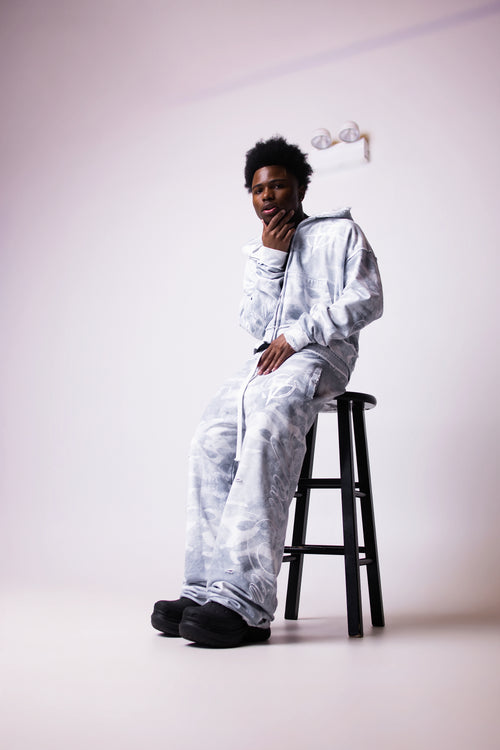 VERA CLOUD/WHITE SWEATPANTS