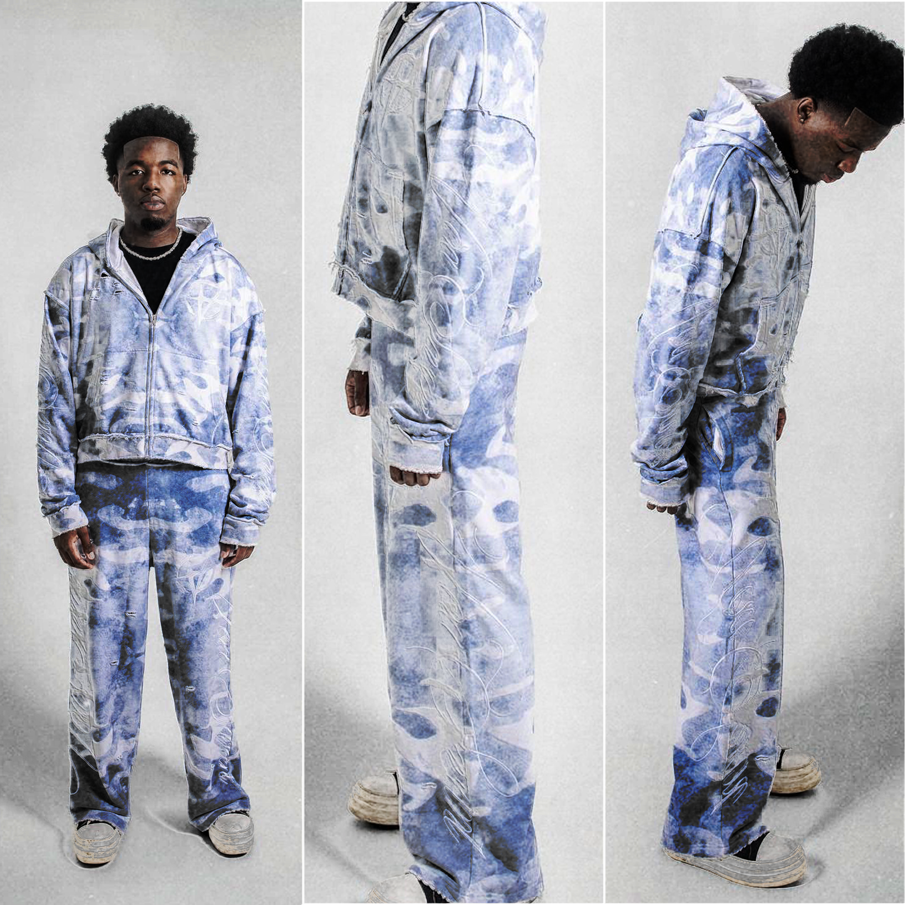 VERA CLOUD/WHITE SWEATPANTS